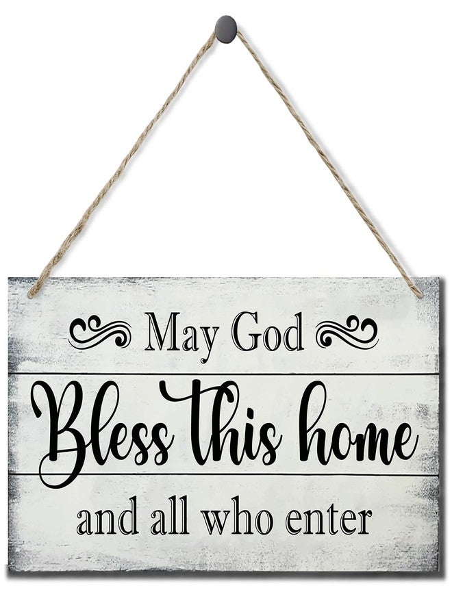 EDCTO May God Bless This Home Decor Sign, Printed Wood Wall Art Sign, God Bless Sign, Home Signs Decor, Hanging Wood Sign Home Decor, Rustic Farmhouse Wood Sign Decor Wall Art, Christian Gifts 12x6 in - Image 1